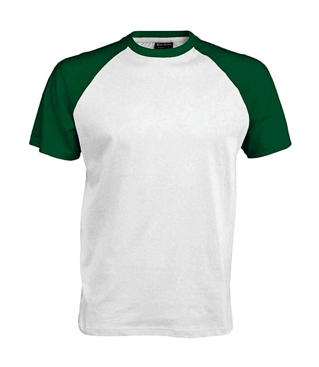 T-shirt de baseball à manches courtes  pour homme blanc/vert forêt Kariban