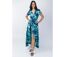 Robe longue viscose SAKURA imprimé marine et turquoise Coton Du Monde-5