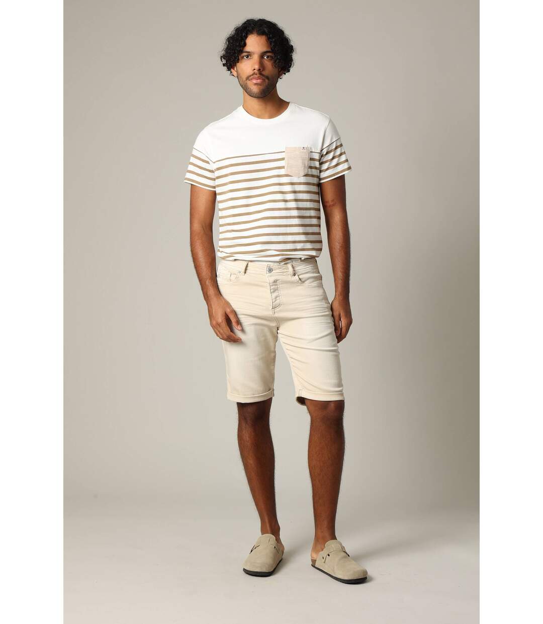 Bermuda en maille denim à coupe slim pour homme BART-1