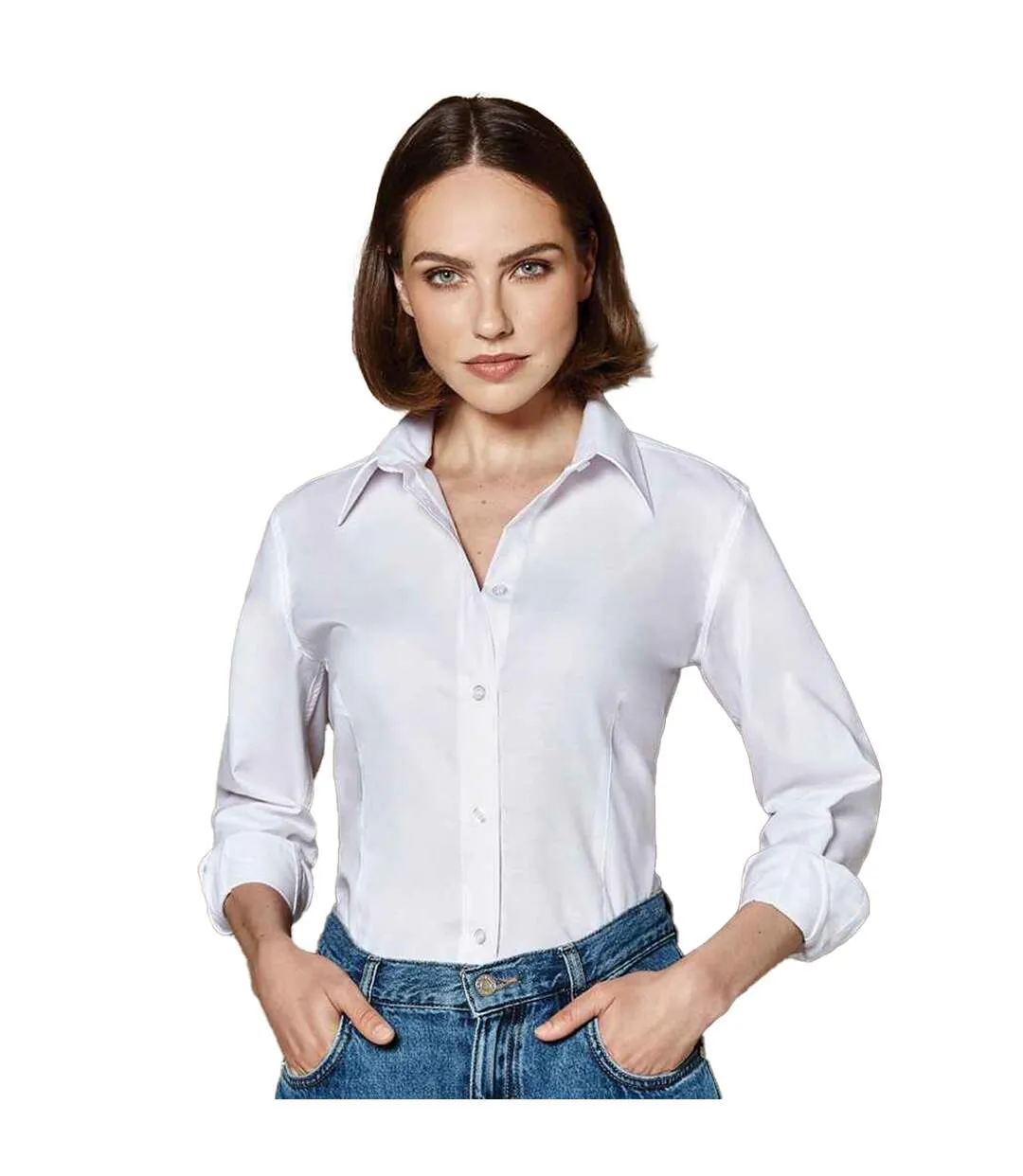 Chemisier Manches Longues Femme Blanc Kustom Kit-1