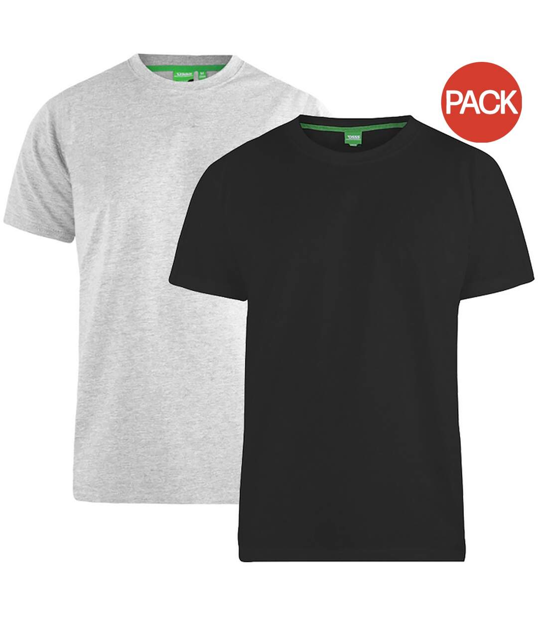 Duke Mens Fenton Kingsize D555 Round Neck T-shirts (Pack Of 2) (Black/Grey) - UTDC209-1