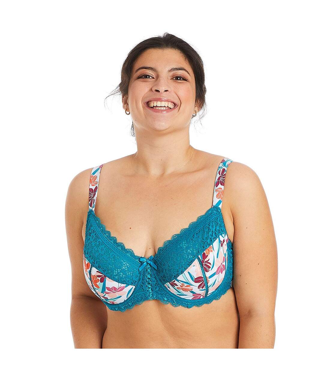 Soutien-gorge à armatures grand maintien turquoise/rose Eva-2