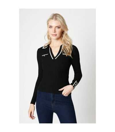 Principles Womens/Ladies Tipped Ribbed V Neck Sweater (Black)