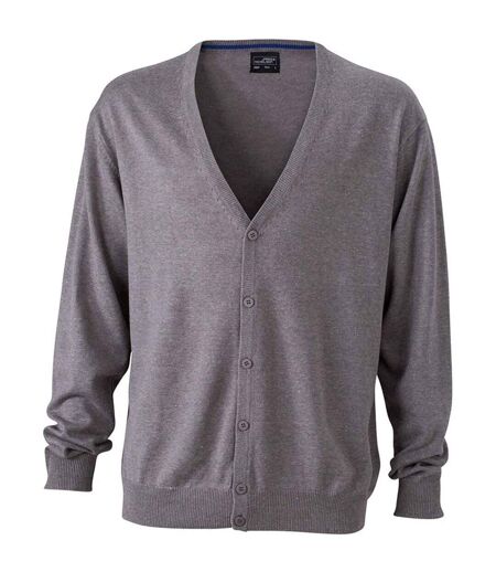 Gilet boutonné cardigan - HOMME - JN661 - gris chiné