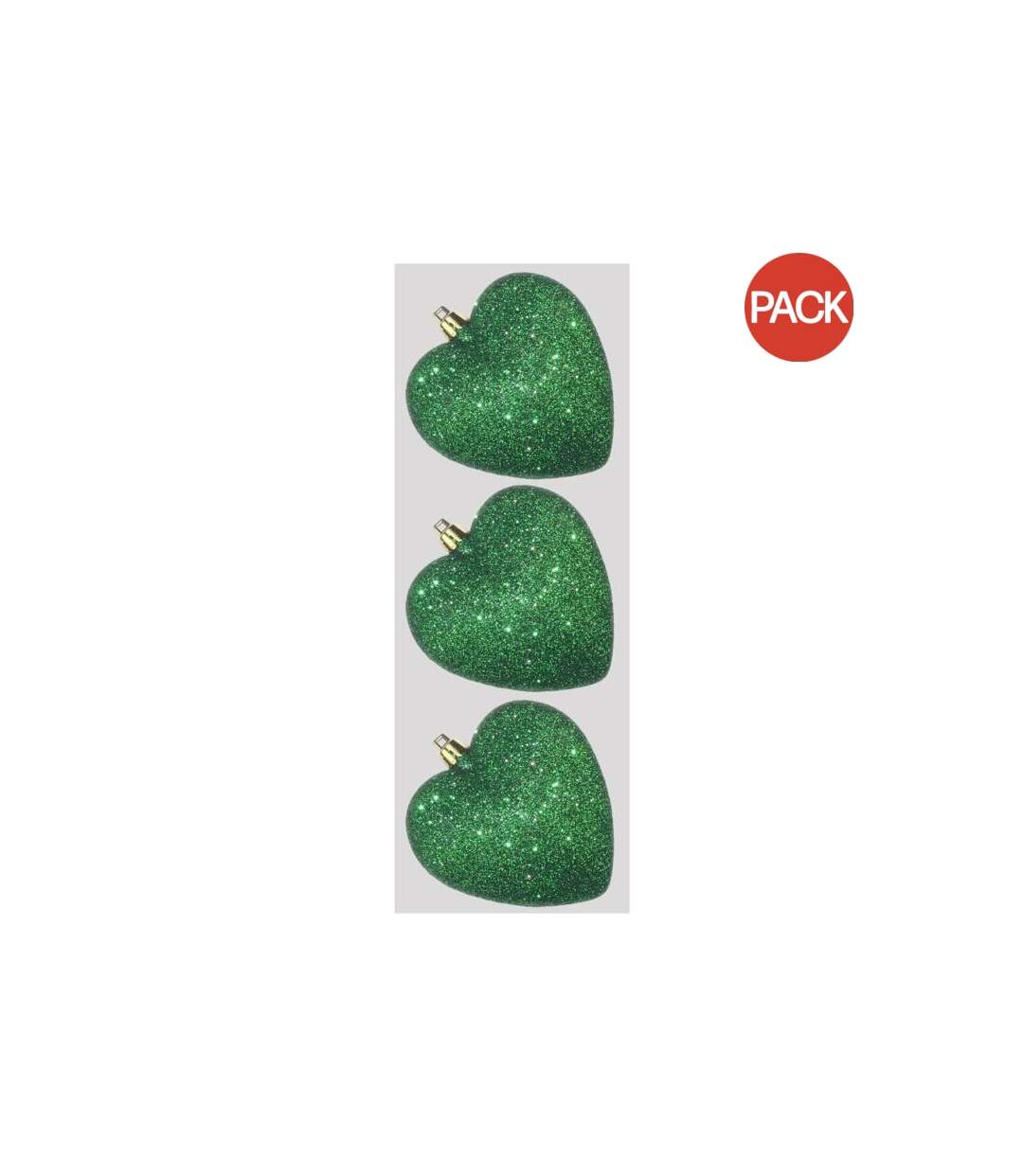 Pack of 3  Glitter hearts bauble  9cm gold Davies Products-1