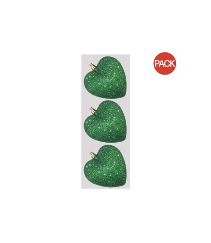 Pack of 3  Glitter hearts bauble  9cm gold Davies Products