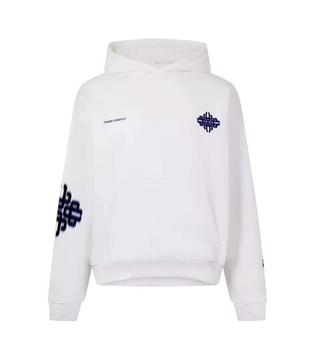 Sweat À Capuche Motif/style Flou Homme Blanc Bleu Marine Couture Club