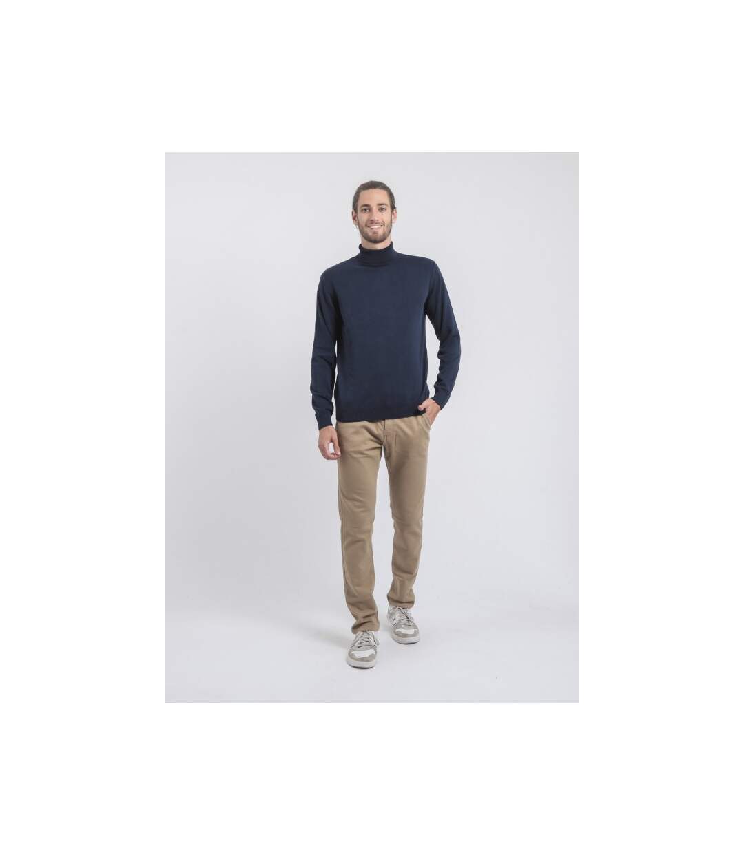 Pull col roulé pur coton LODIRK-4
