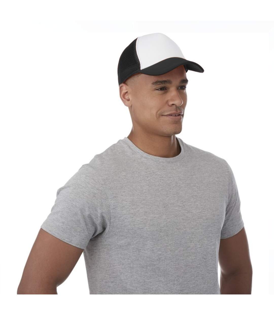 Bullet Trucker 5 Panel Cap (Solid Black/White) - UTPF978-3