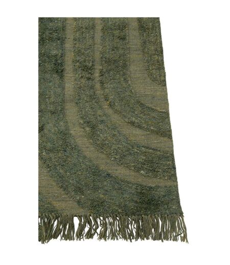 Tapis Déco en Laine Lignes Arrondies 200x300cm Kaki