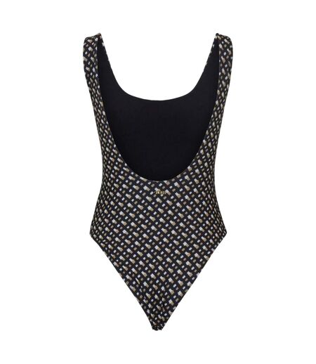 Maillot De Bain 1 Pièce Style Monogramme Mimi Femme Noir Boss