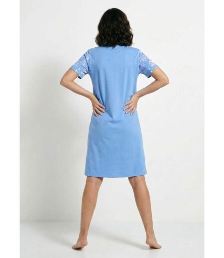 Chemise de nuit courte col tunisien coton
