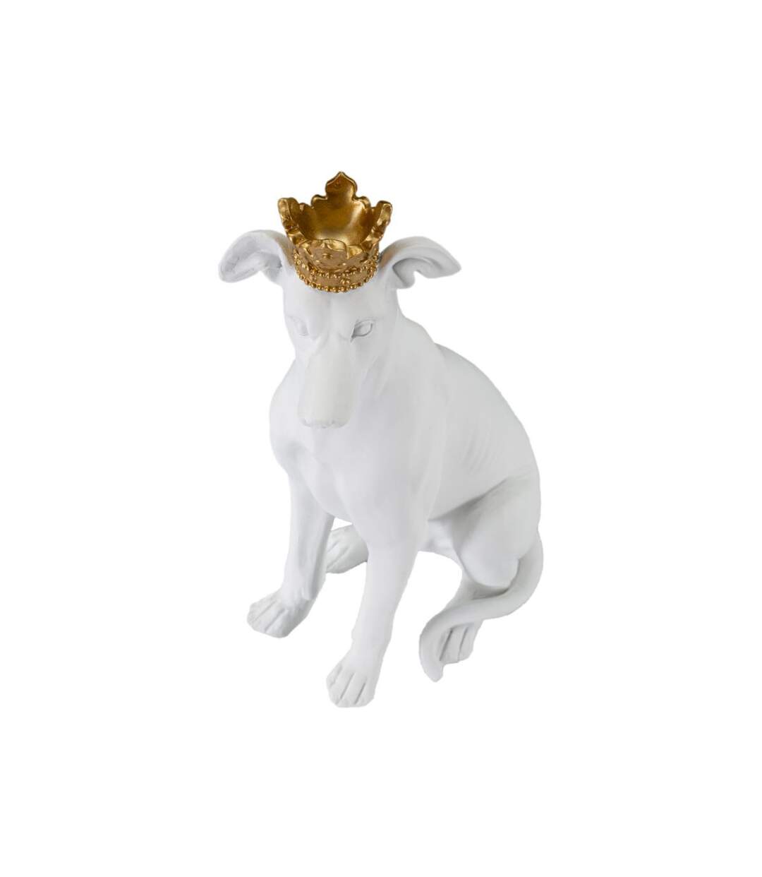 Statuette Déco Chien Couronne 33cm Blanc-4