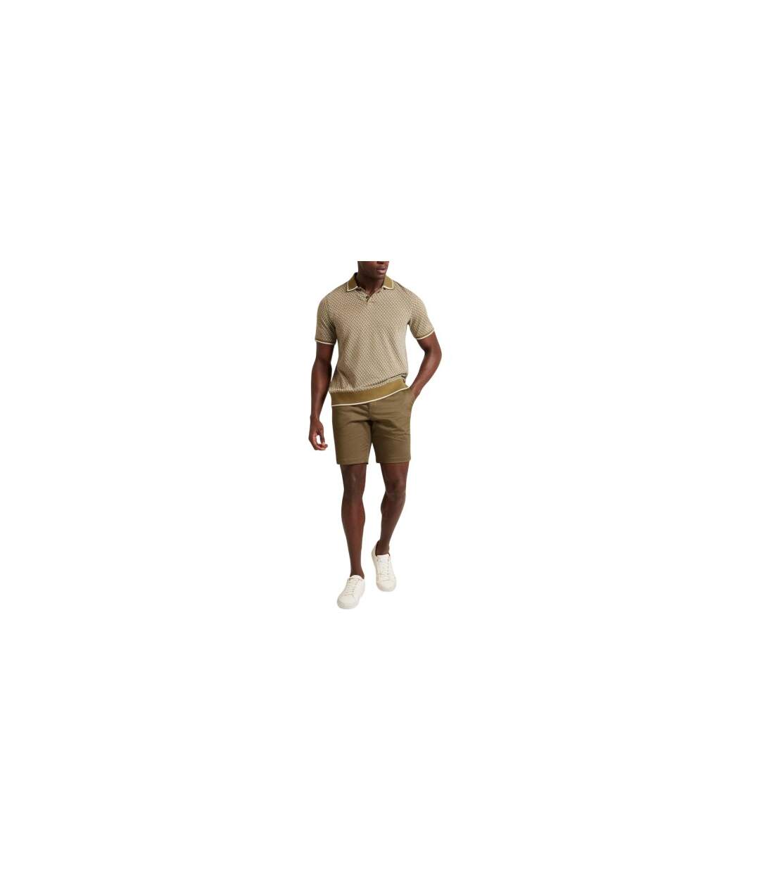 Mens Geometric Regular Polo Shirt Olive Ted Baker-1