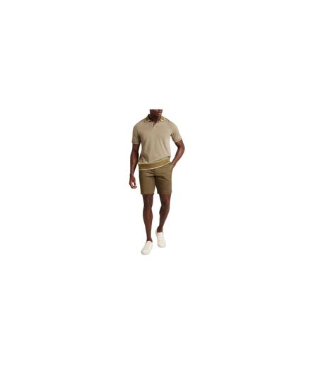 Mens Geometric Regular Polo Shirt Olive Ted Baker