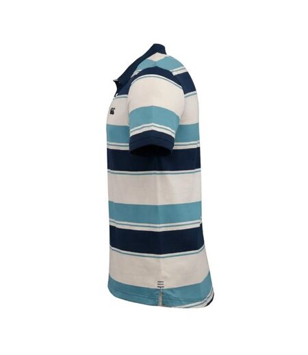 Mens Stripe Yarn Polo Shirt Storm Blue Canterbury