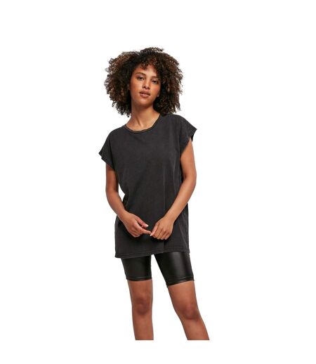 T-shirt À Épaules Allongées Délavé À L'acide Pour Femmes/femmes Noir Build Your Brand