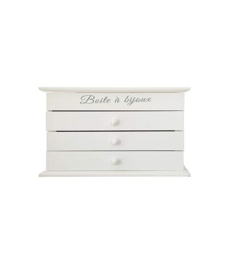Boîte à Bijoux Vitrée 3 Tiroirs Charme 25cm Blanc