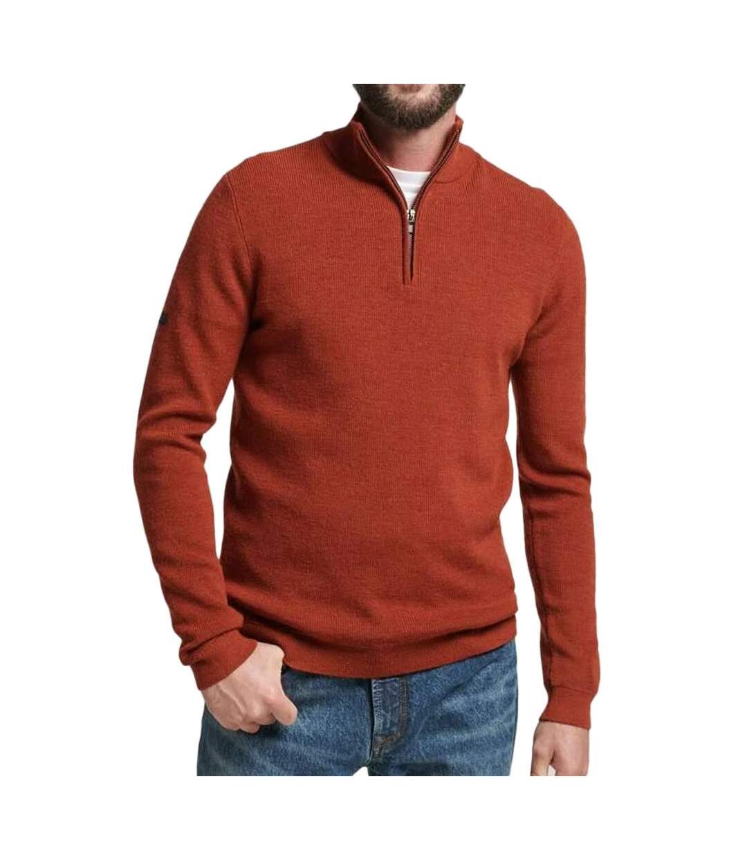 Pull Zippé Marron Homme Superdry Merino - 3XL-1