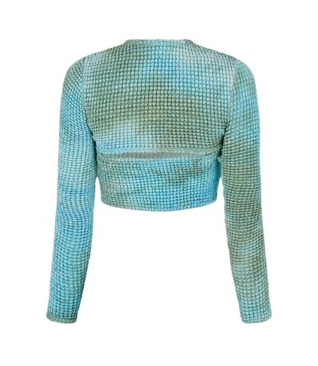 Haut Court Motif/style Tie-dye Femme Bleu Off White
