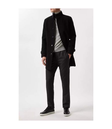 Mens Faux Wool Funnel Neck Coat Black Burton