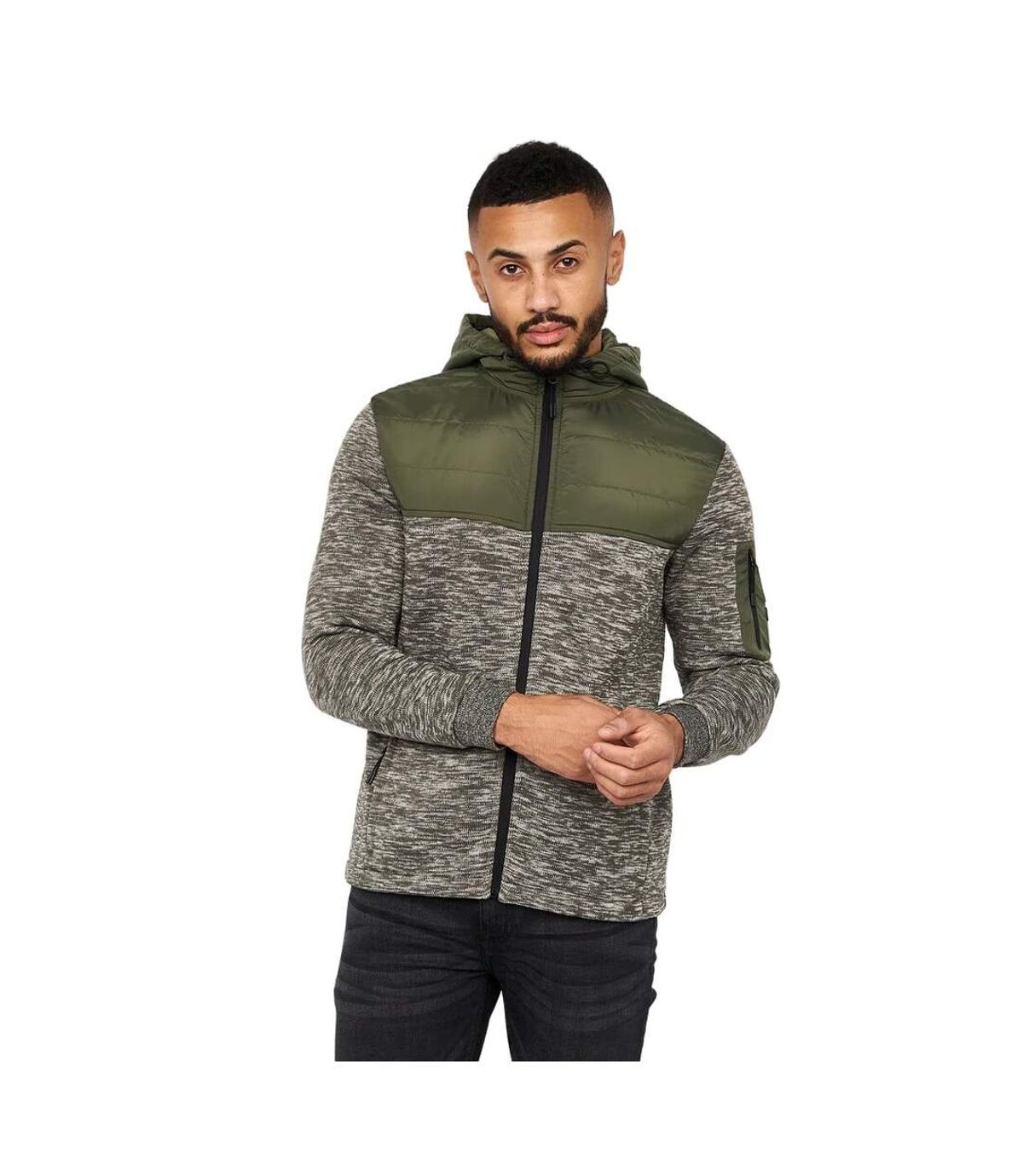 Crosshatch Mens Tradmace Full Zip Jacket (Olive/Light Olive)