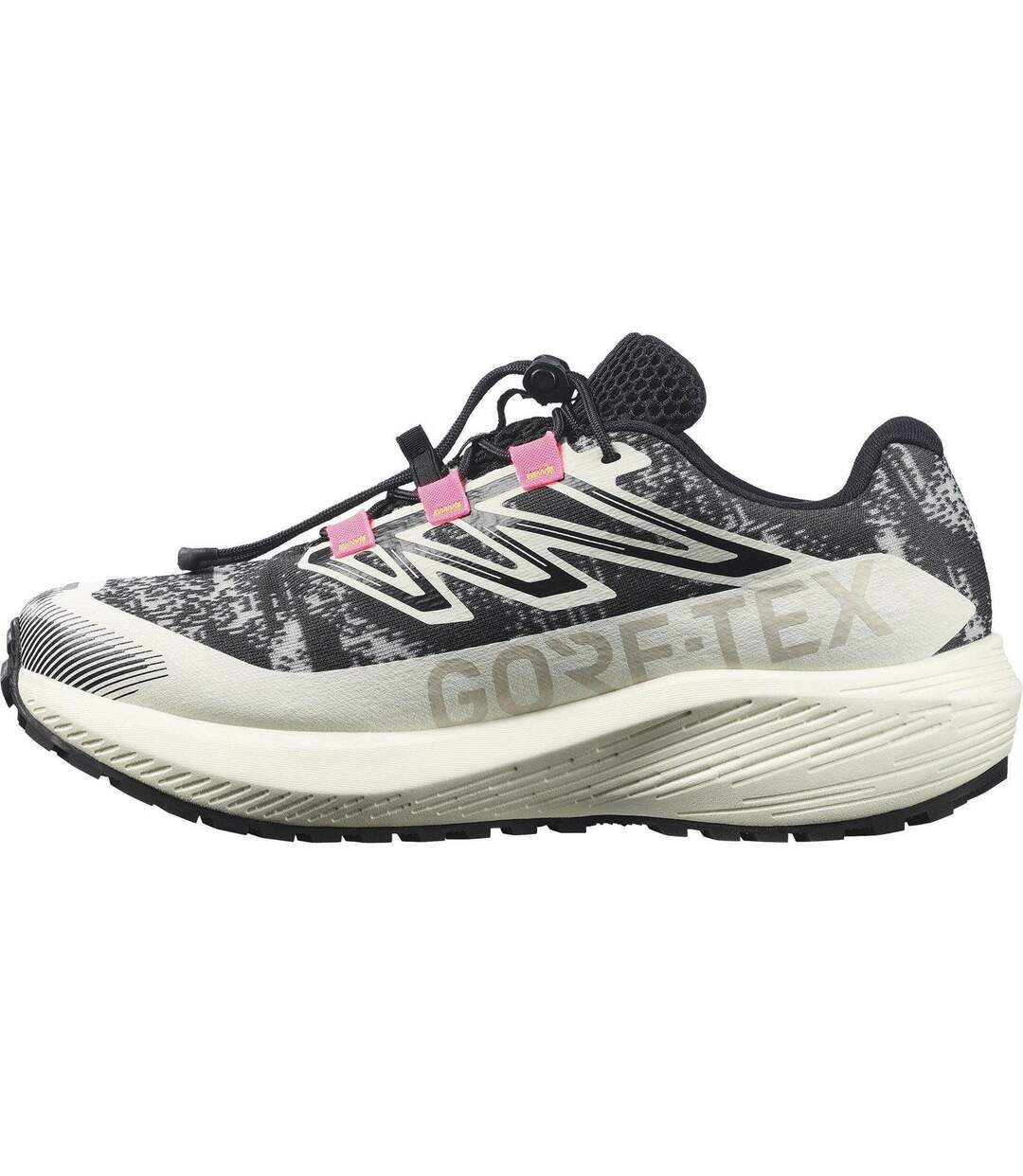 Chaussures Course À Pied Flow Gravel Gtx Trail Femme Vanille Noir Salomon-3
