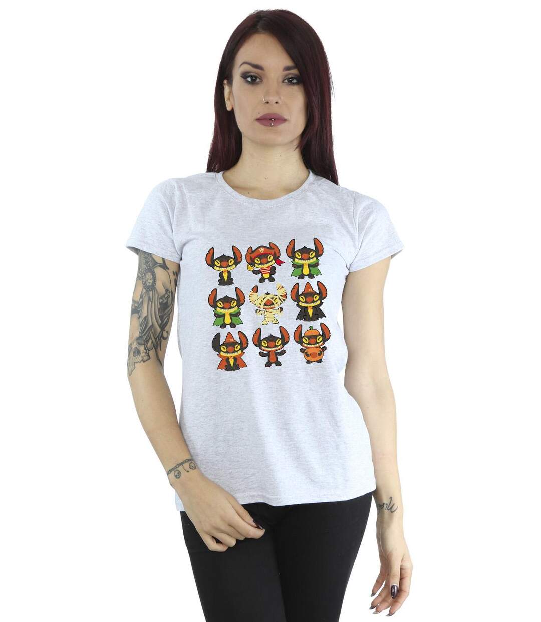 Disney T-shirt en coton Femmes/Ladies Lilo & Stitch Halloween Costumes (Gris sportif) - UTBI26030-2