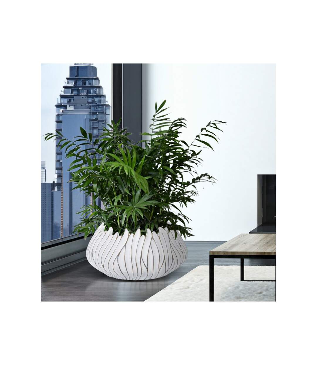 Cache-Pot Design en Relief Honduras 40cm Blanc-5