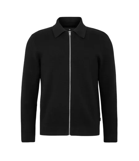 Mens Knitted Collared Long-sleeved Jacket Black Jack And Jones