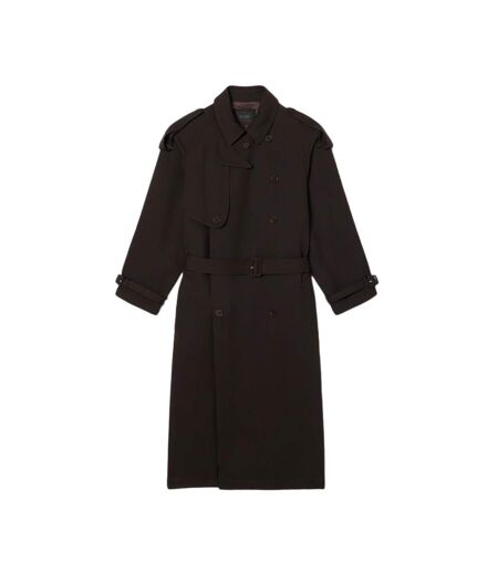 Trench-coat long marron unisexe lacoste runway wooll