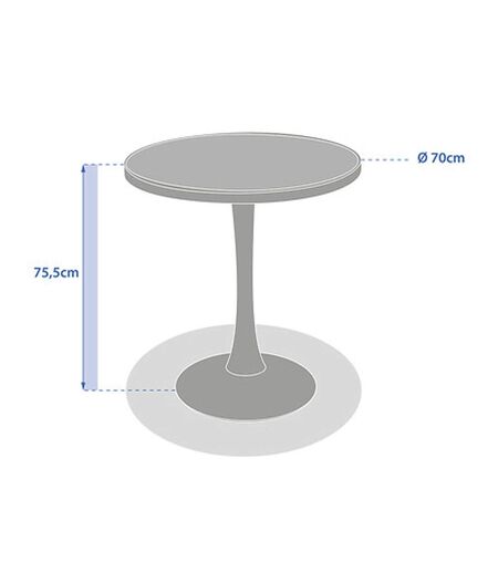 Table de jardin bistro ronde en aluminium effet bois 2 places OVIALON - Lin et argile