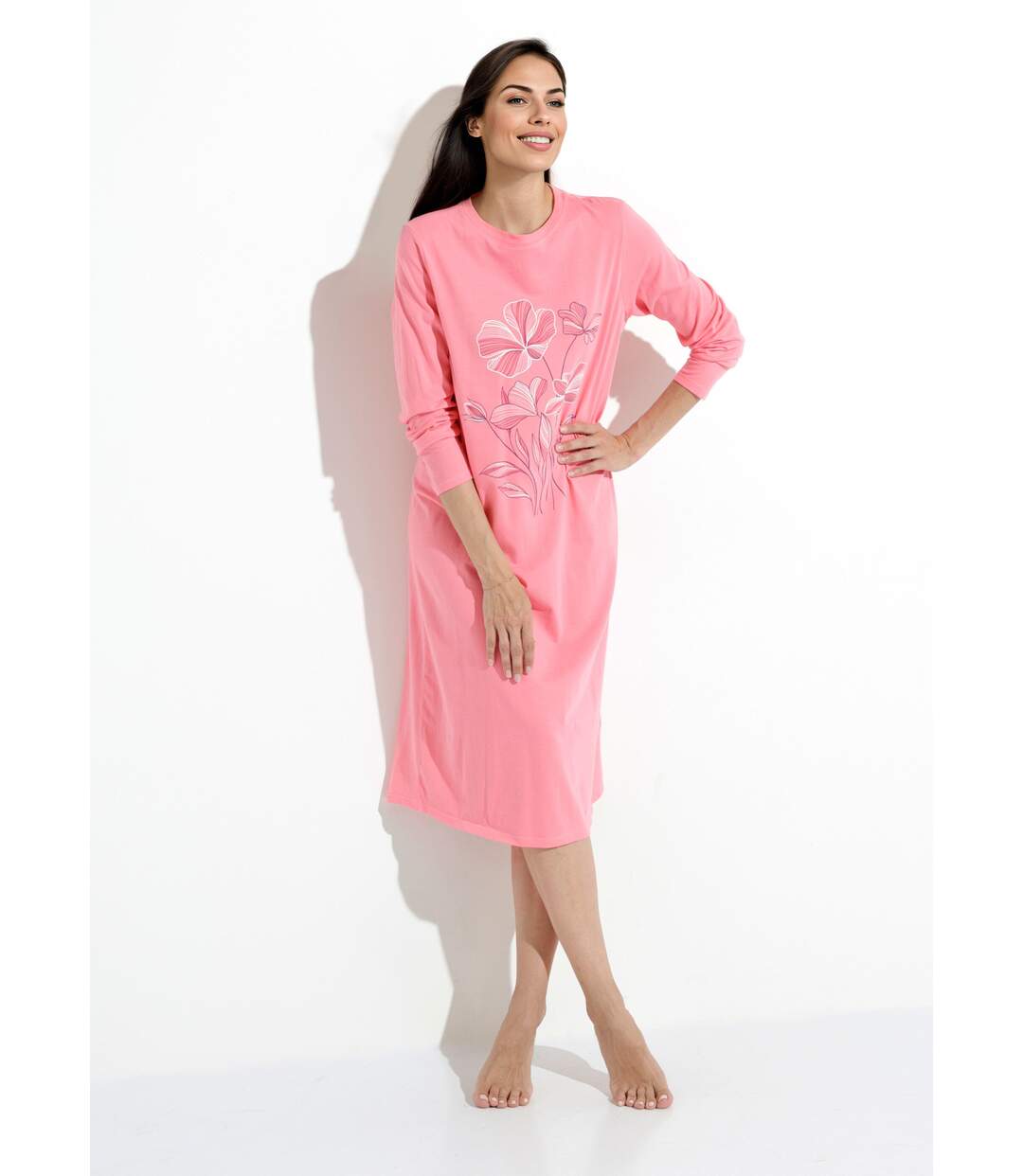 Lot de 2 chemises de nuit coton mi longue-3