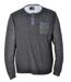 Sweat manches longues homme col tunisien de couleur gris-3