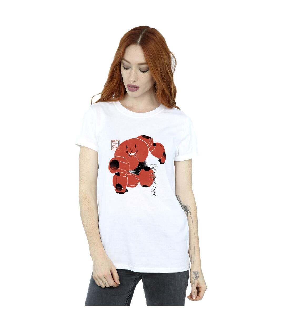 Disney Womens/Ladies Big Hero 6 Baymax Suite Pose Cotton Boyfriend T-Shirt (Blanc) - UTBI15539-2