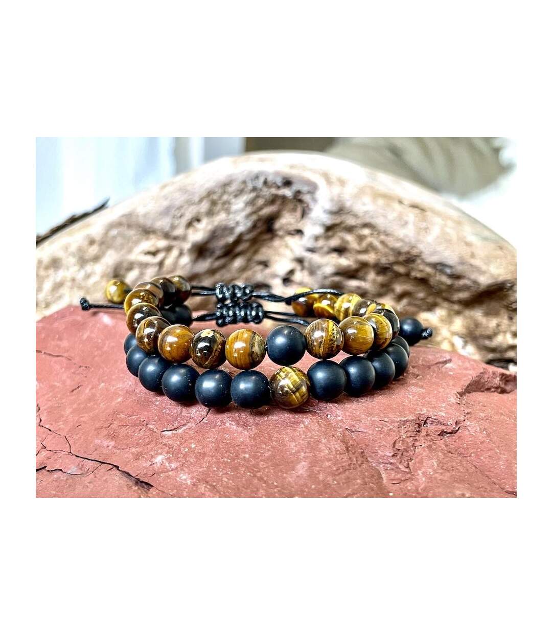 Bracelet distance oeil de tigre et onyx-2