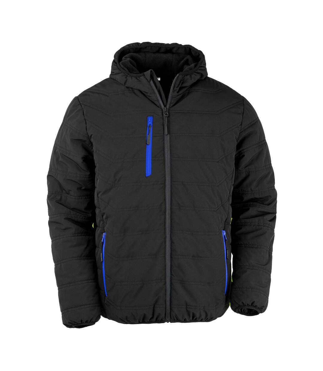 Doudoune Matelassée Compass Homme Noir Bleu Roi Result Genuine Recycled-1