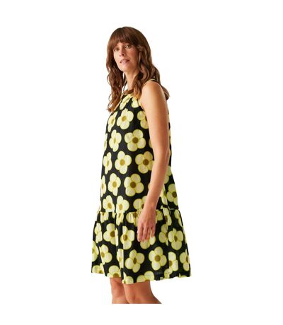 Womens/ladies Orla Kiely Ii Spinning Flower Sleeveless Summer Dress Black Regatta