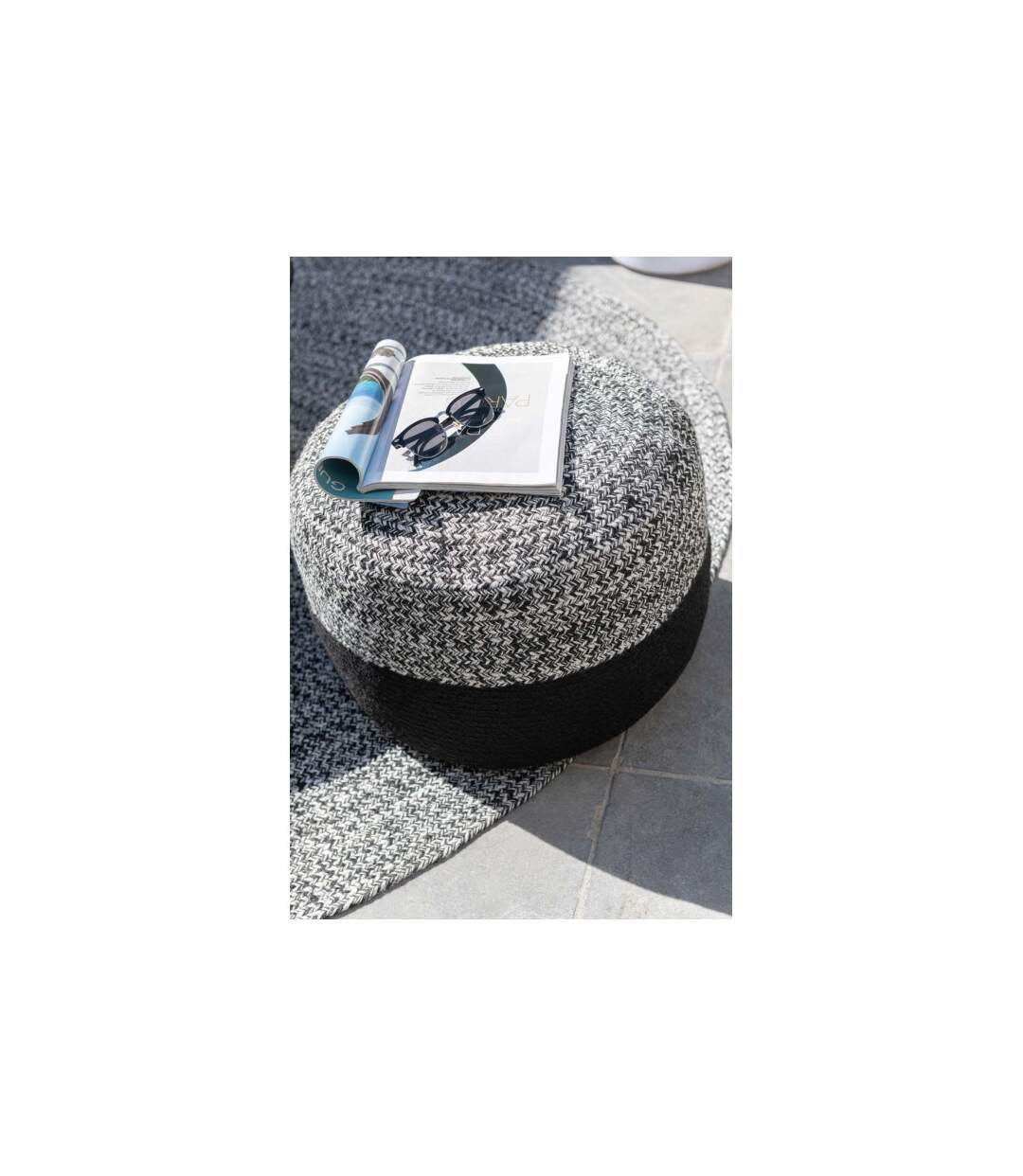 Pouf Rond Design Miami 50cm Noir & Blanc-3