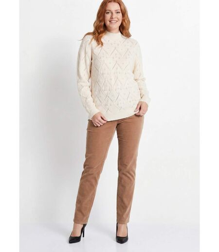 Pull doux ajouré perlé col montant