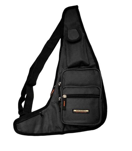 Sacoche Multi-Poches pour Homme - Sac Bandoulière en Nylon Noir