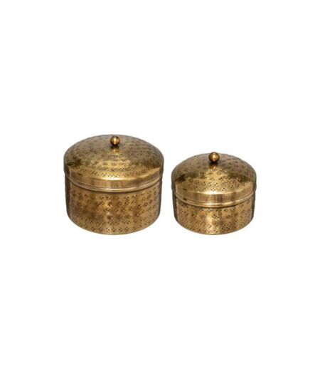 Lot de 2 Boîtes Déco en Métal Oasis 13cm Or