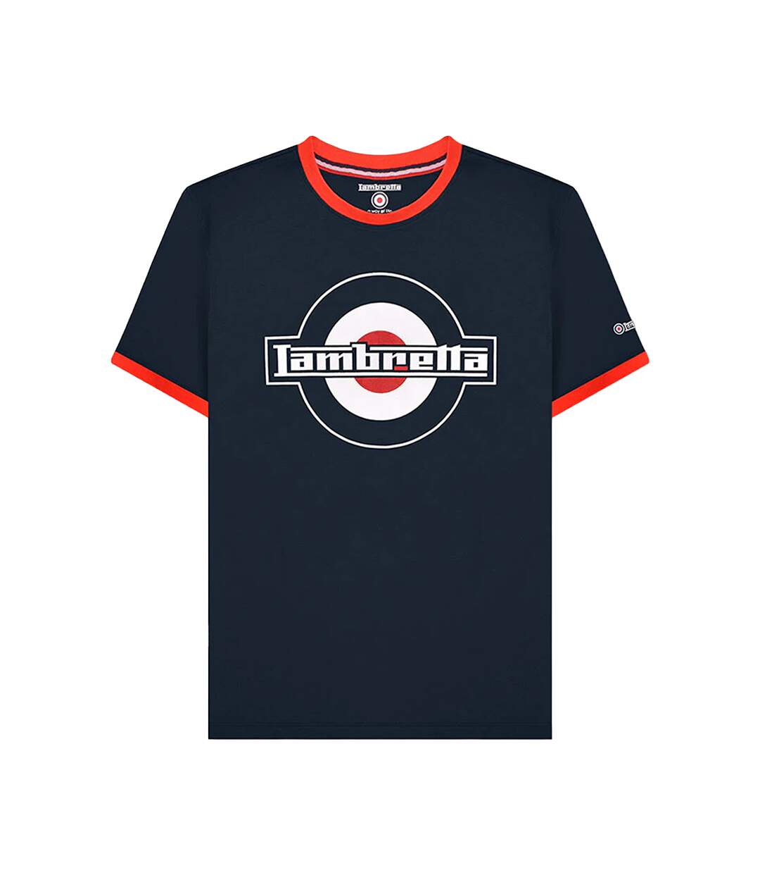 Mens Ss25 Ringer Logo T-shirt Navy Red Lambretta-1