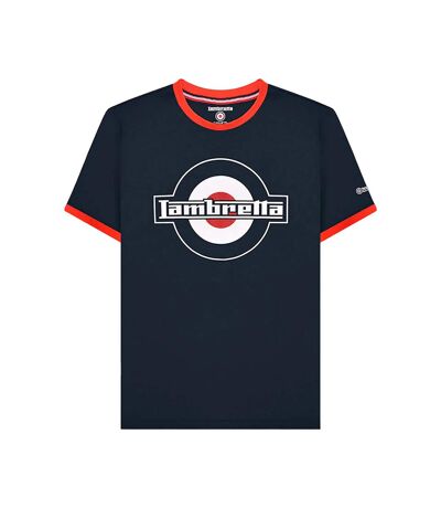 Mens Ss25 Ringer Logo T-shirt Navy Red Lambretta
