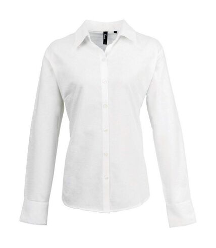 Premier Womens/Ladies Signature Pearlised Oxford Long-Sleeved Shirt (White) - UTPC7188