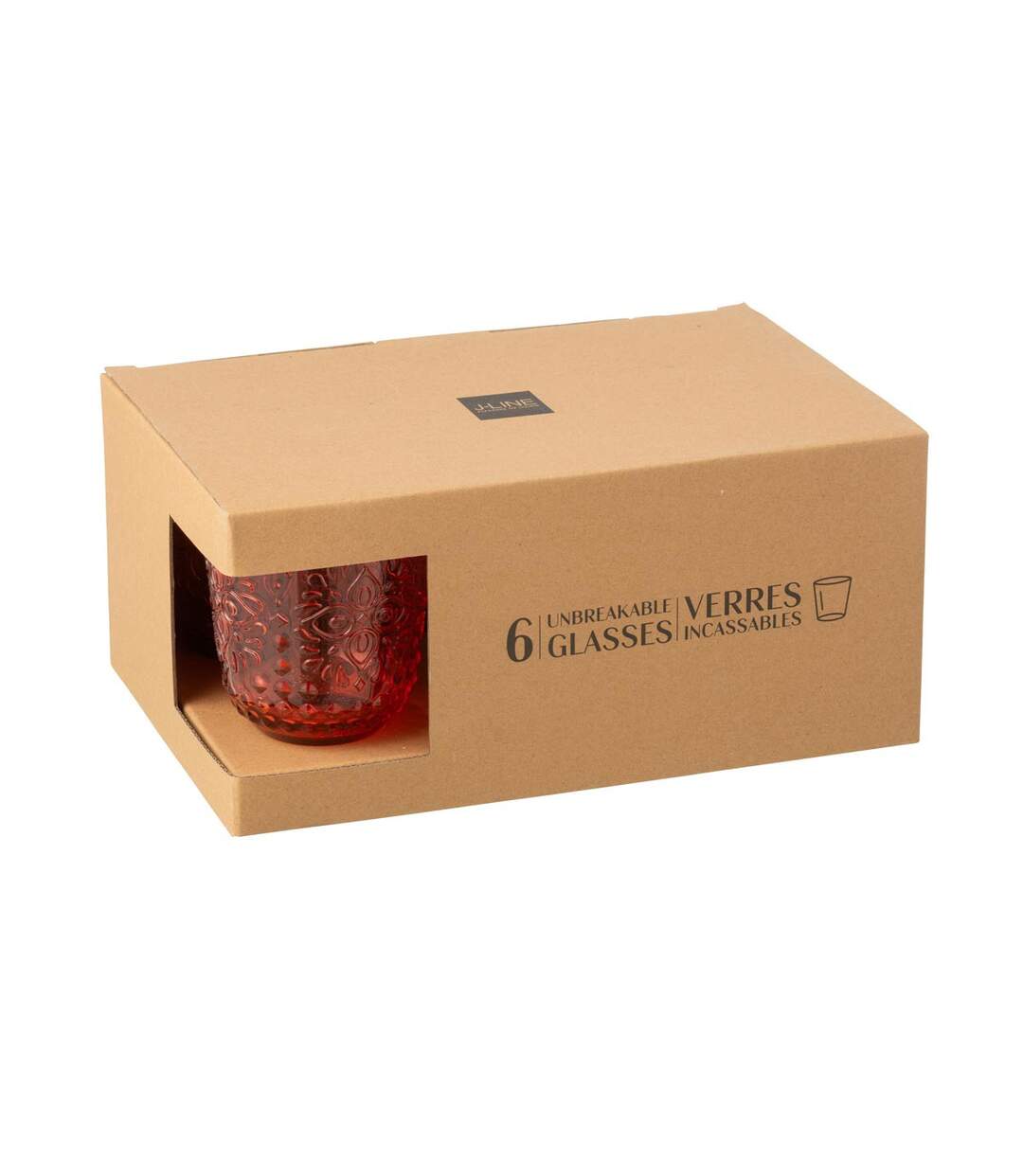 Lot de 6 Verres Réutilisables Barbra 47,3cl Rouge-4