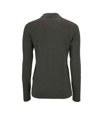 SOLS Womens/Ladies Perfect Long Sleeve Pique Polo Shirt (Charcoal Marl) - UTPC2908