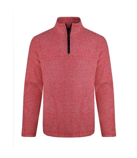 Mens Laramie Snow Marl Quarter Zip Fleece Tango Red Weird Fish