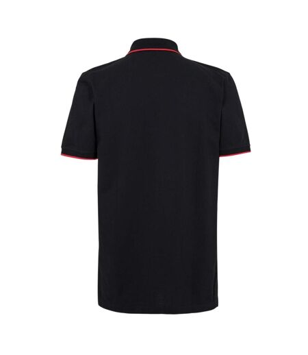 Mens Logo Ribbed Polo Shirt Black Hugo