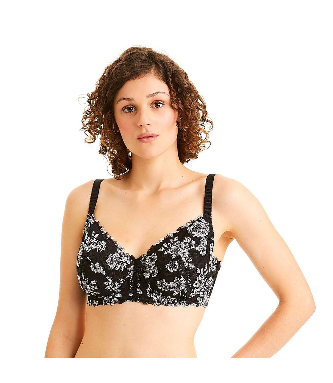 Soutien-gorge grand maintien ivoire/noir Elena